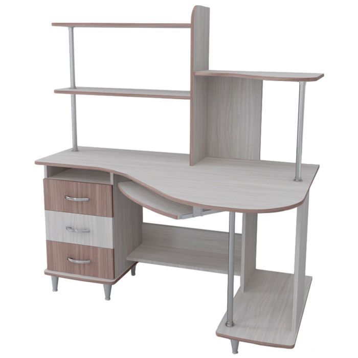 Стол компьютерный Альфа-3 Правый Ясень шимо светлый/темный