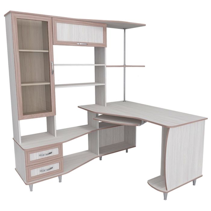 Стол компьютерный Альфа-4 Левый Ясень шимо светлый/темный