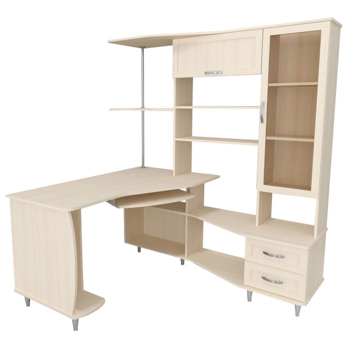 Стол компьютерный Альфа-4 Правый Дуб молочный