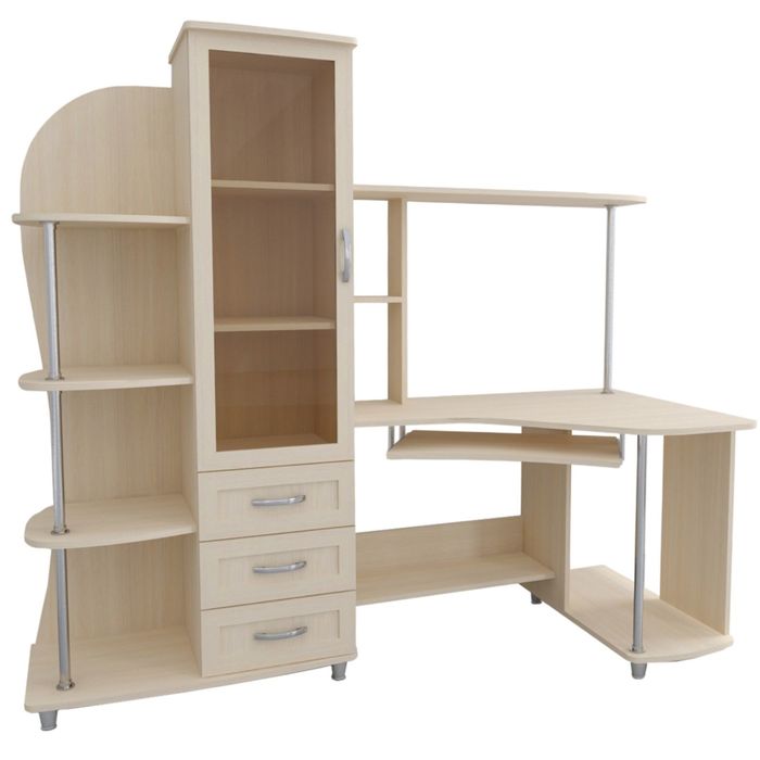 Стол компьютерный Альфа-5 Правый Дуб молочный