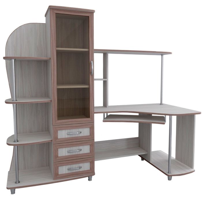 Стол компьютерный Альфа-5 Правый Ясень шимо светлый/темный