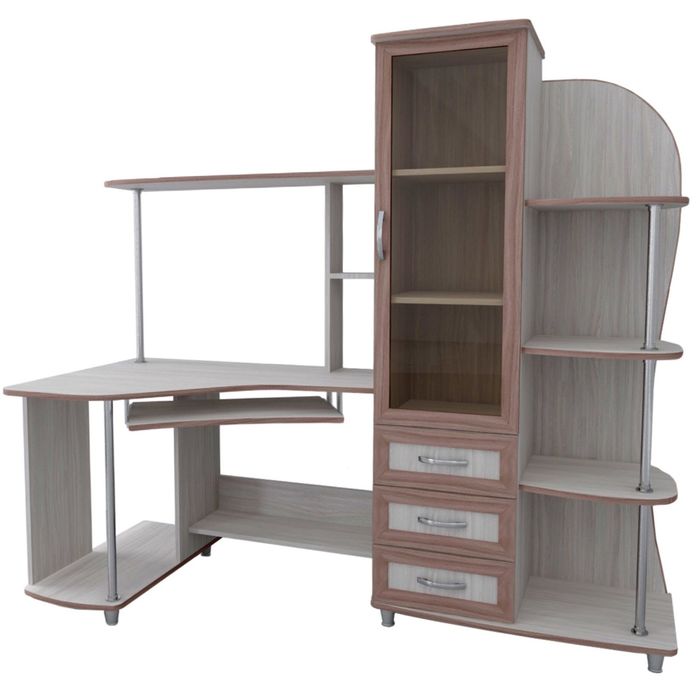 Стол компьютерный Альфа-5 Левый Ясень шимо светлый/темный