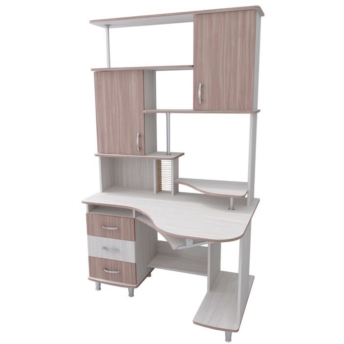 Стол компьютерный Элина-2 Правый Ясень шимо светлый/темный