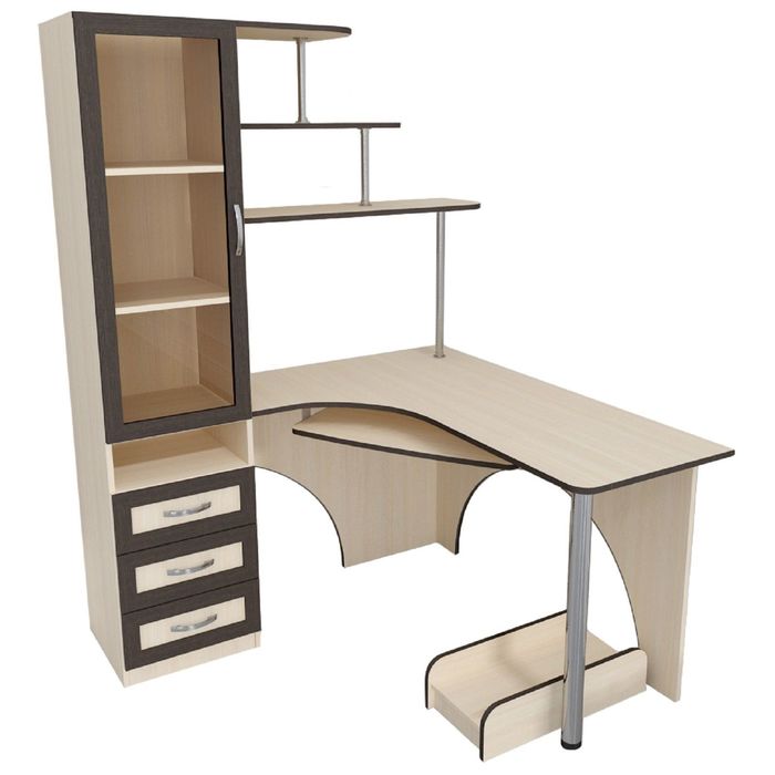 Стол компьютерный Карат Левый Дуб молочный/венге