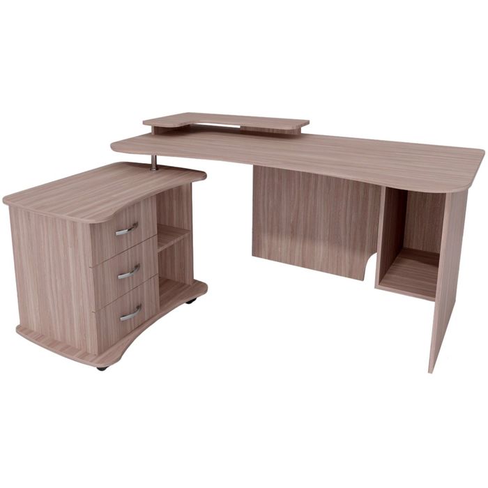 Стол компьютерный Карат-16 Левый Ясень шимо темный