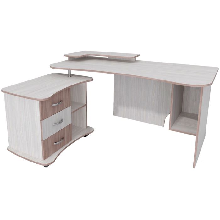 Стол компьютерный Карат-16 Левый Ясень шимо светлый/темный