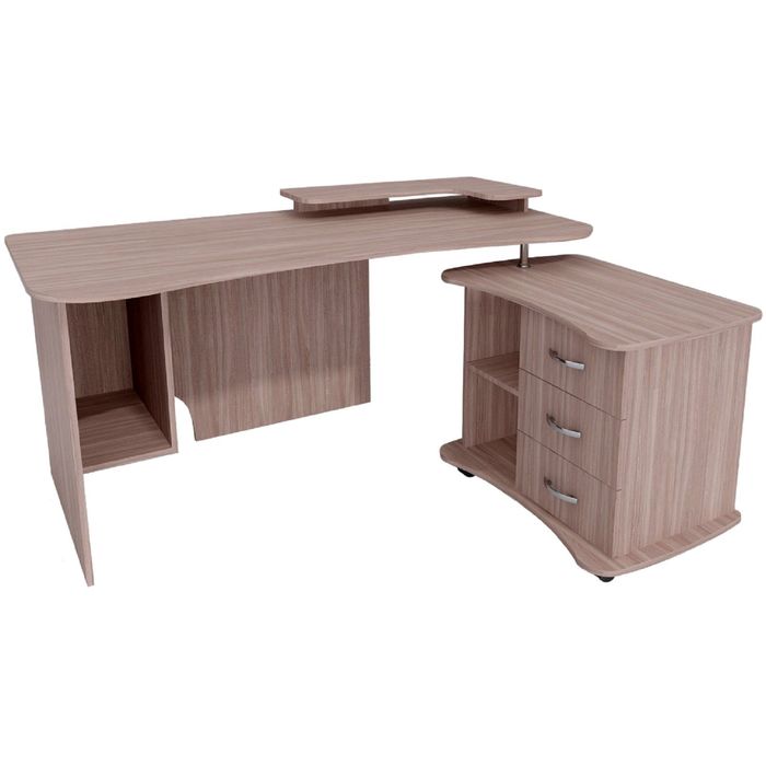 Стол компьютерный Карат-16 Правый Ясень шимо темный