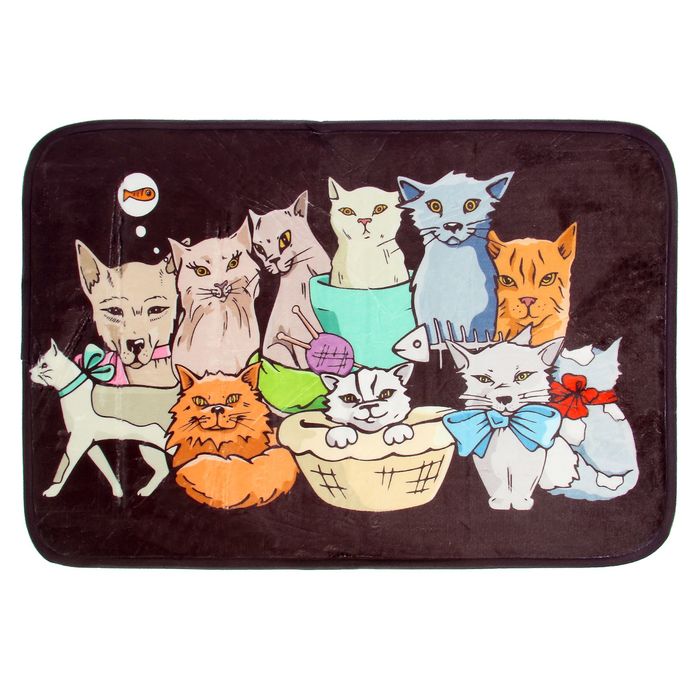 Коврик для ванной "Кошачье общество"
