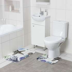 Набор ковриков для ванны и туалета Доляна «На дне», 2 шт: 40×45, 45×75 см от Сима-ленд