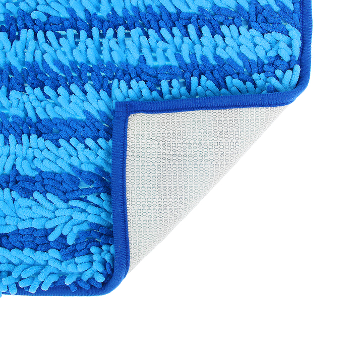 Коврик для ванной "Букли полосатые", цвет сине-голубой