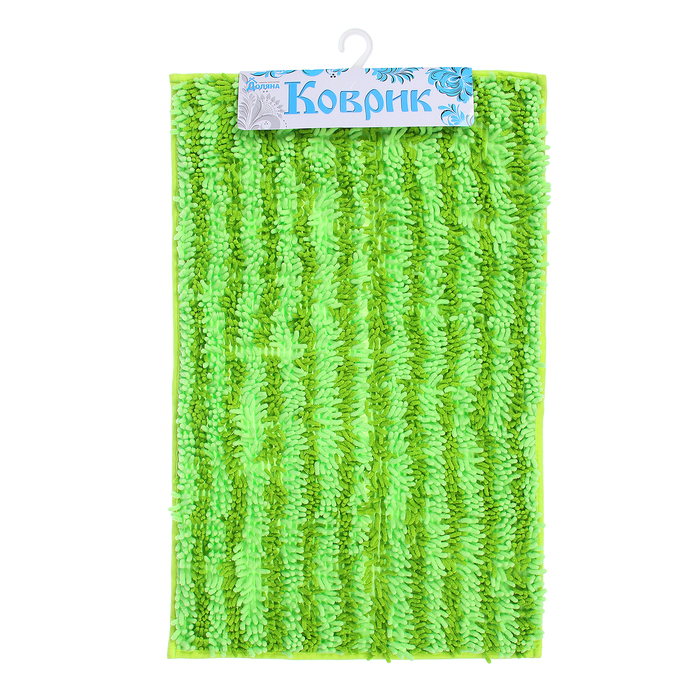Коврик для ванной "Букли полосатые", цвет зелёный