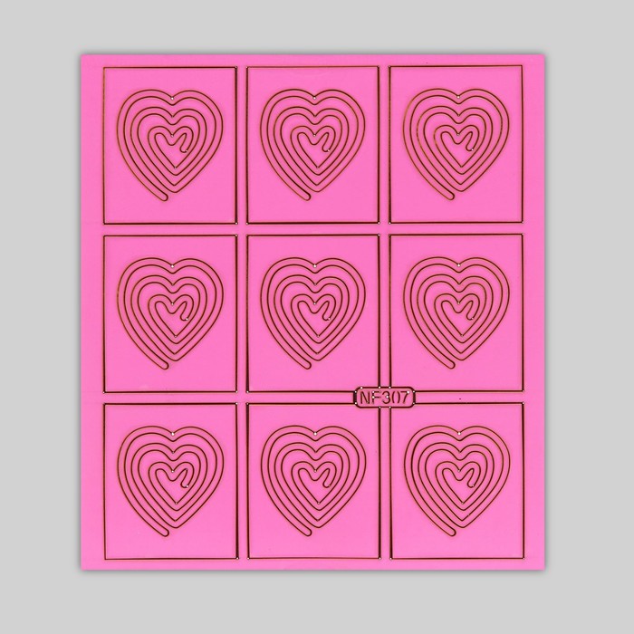 Трафарет для ногтей "Сердце", 9шт