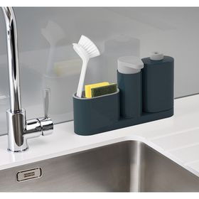 

Органайзер для раковины Sink Base Plus с дозатором для мыла и бутылочкой, цвет серый
