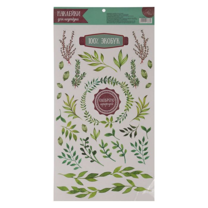 Наклейки для ноутбуков &quot;100% ЭКОБУК&quot;,22 х 42 см.