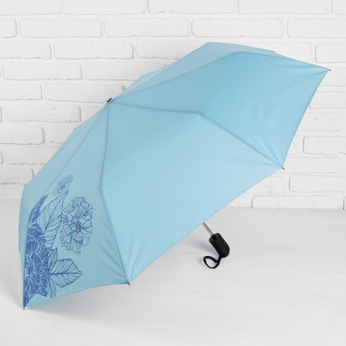 Зонт полуавтоматический "Одуванчики", R=55см, цвет голубой