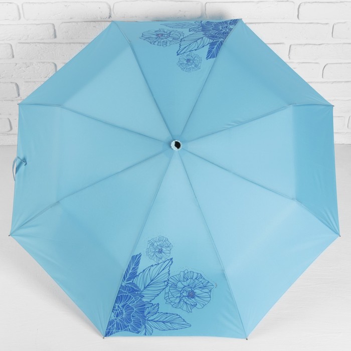 Зонт полуавтоматический "Одуванчики", R=55см, цвет голубой