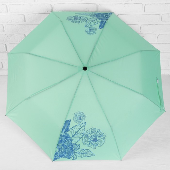 Зонт полуавтоматический "Одуванчики", R=55см, цвет зелёный