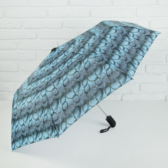 Зонт полуавтоматический "Кольца", R=55см, цвет голубой