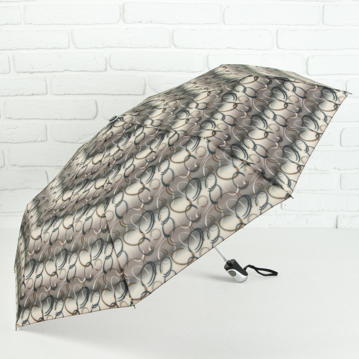 Зонт полуавтоматический "Кольца", R=55см, цвет коричневый