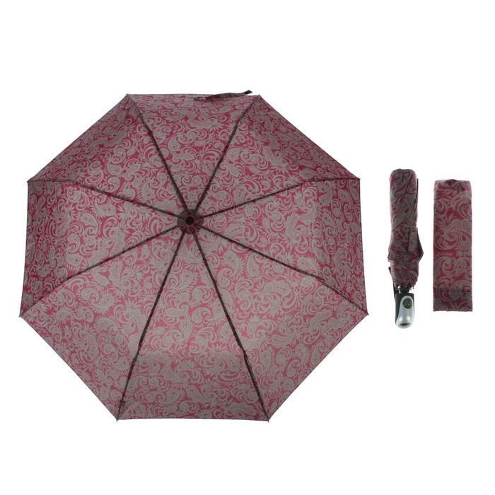 Зонт полуавтоматический "Огурцы", R=55см, цвет бордовый