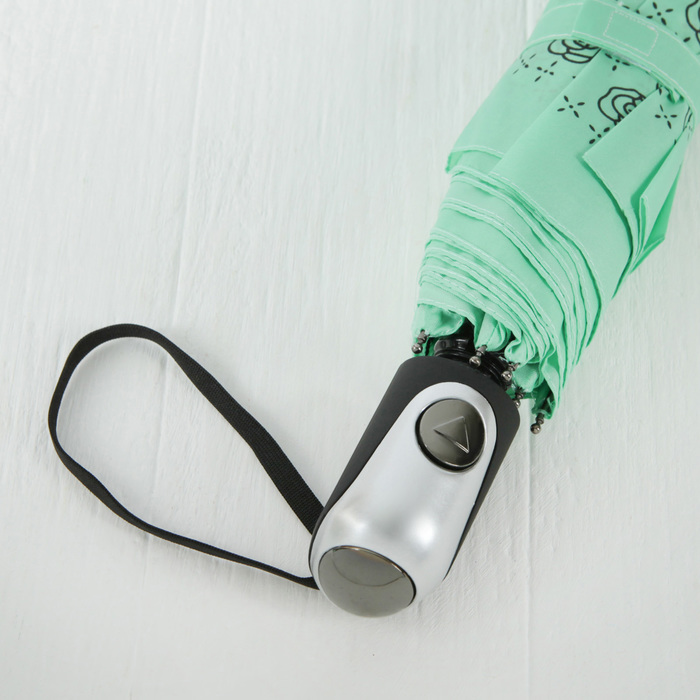 Зонт полуавтоматический "Розочки", R=55см, цвет зелёный