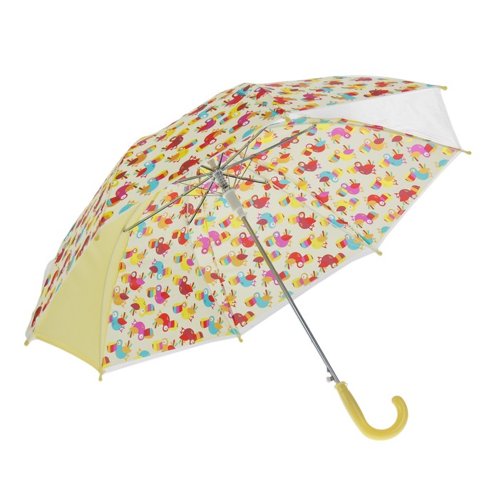 Зонт детский "Попугайчики", полуавтоматический, r=41,5см, цвет жёлтый