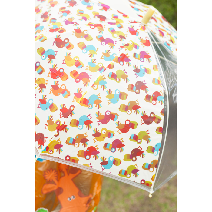 Зонт детский "Попугайчики", полуавтоматический, r=41,5см, цвет жёлтый