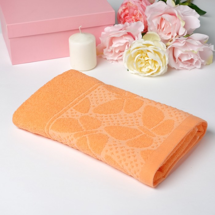 Полотенце "8 марта" махровое "Этель" Ариа оранжевый 50*90 см, 400гр/м2