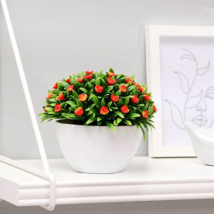 Композиция в горшке "С розочками" микс