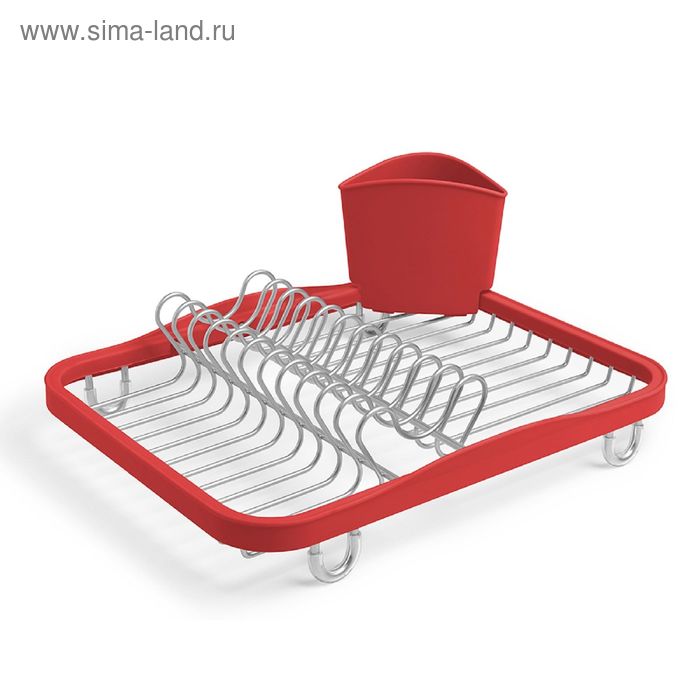 фото Сушилка для посуды sinkin, красная, никель umbra