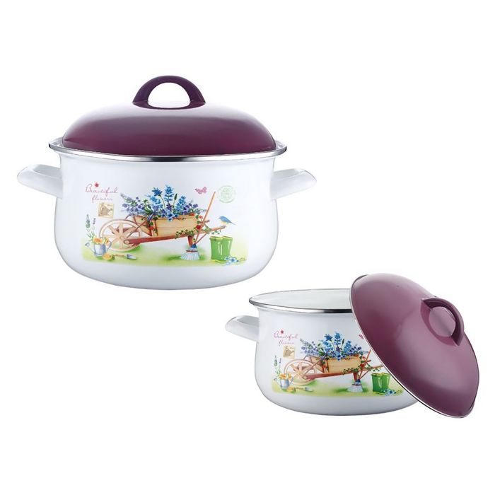 Кастрюля "RZ" Peterhof, бело-сиреневая, 2,8 л