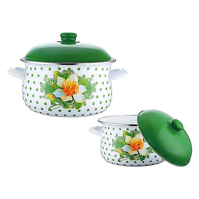 Кастрюля "RZ" Peterhof, бело-зелёная, 4,8 л
