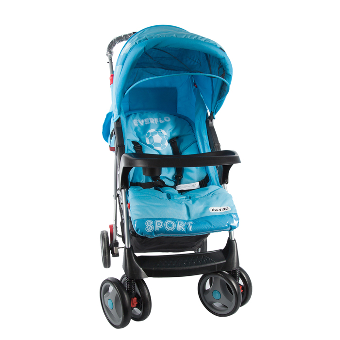Коляска прогулочная E-220 New, цвет голубой