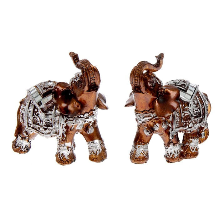 Сувенир полистоун "Индийский слон в зеркальной попоне" лак МИКС 9х9х5 см