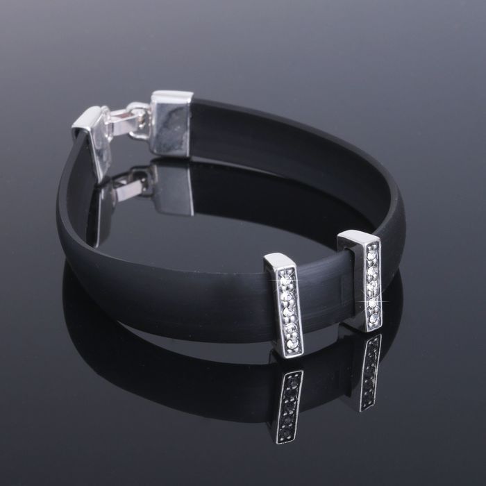 Браслет "Унле", цвет белый в чернёном серебре