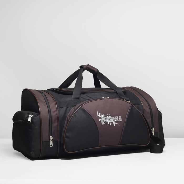 Сумка дорожная на молнии, 1 отдел, 4 наружных кармана, цвет чёрный/коричневый