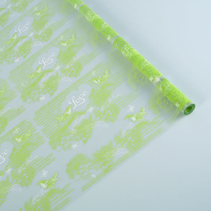 Пленка для цветов и подарков &quot;Винтажная птичка&quot; салатовый 0.7 х 7 м, 40 мкм
