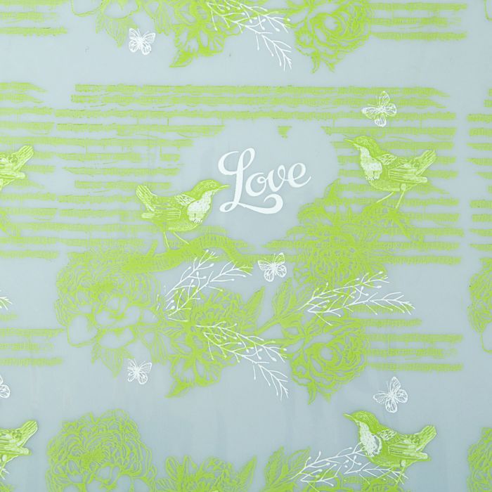 Пленка для цветов и подарков "Винтажная птичка" салатовый 0.7 х 7 м, 40 мкм