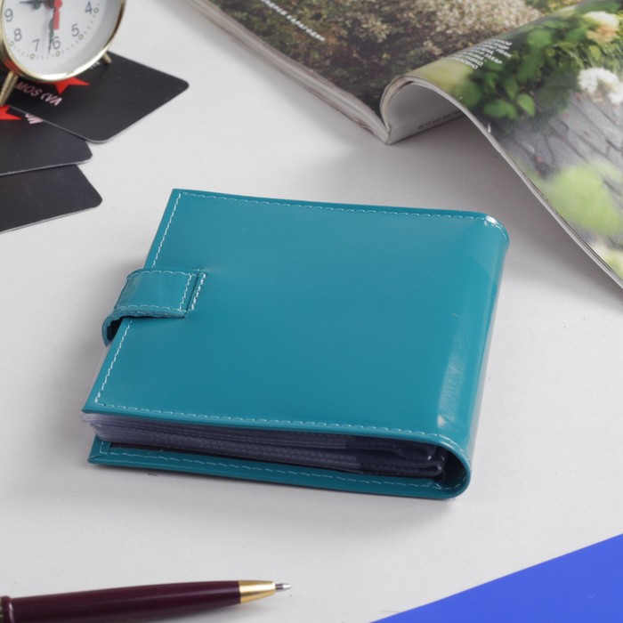 Визитница, 2 ряда, шик, цвет бирюзовый