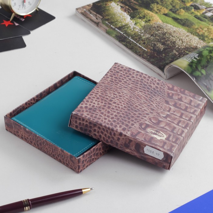 Визитница, 2 ряда, шик, цвет бирюзовый