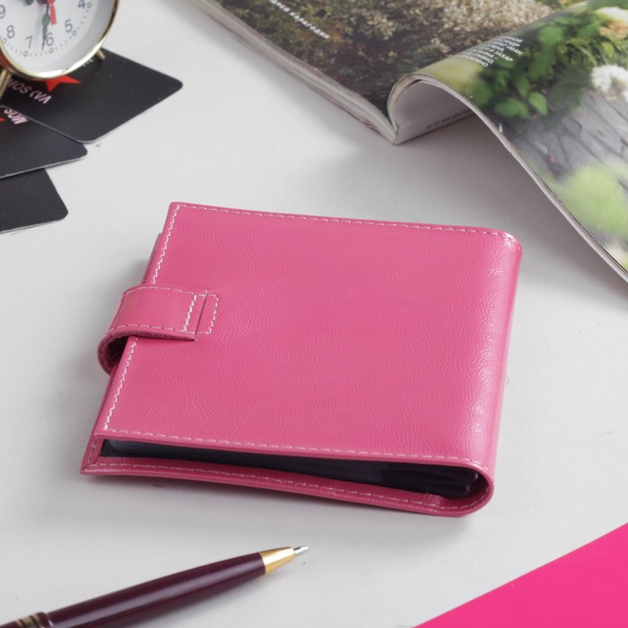 Визитница, 2 ряда, наплак, цвет фуксия