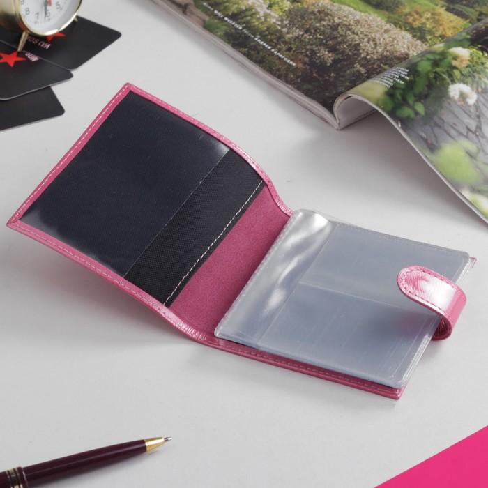 Визитница, 2 ряда, наплак, цвет фуксия