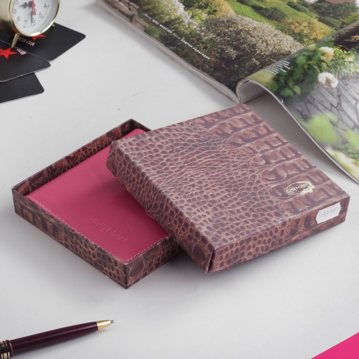 Визитница, 2 ряда, наплак, цвет фуксия