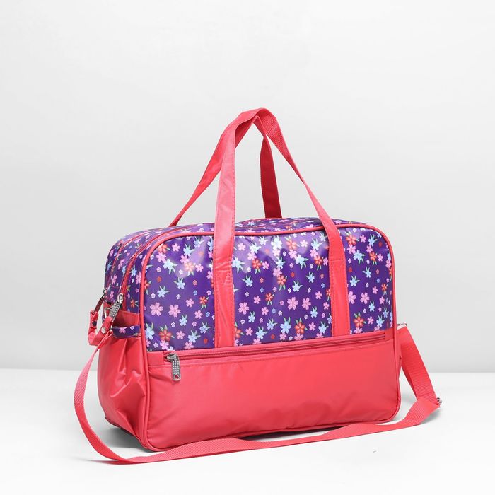 Сумка дорожная на молнии, 1 отдел, 3 наружных кармана, цвет красный/разноцветный