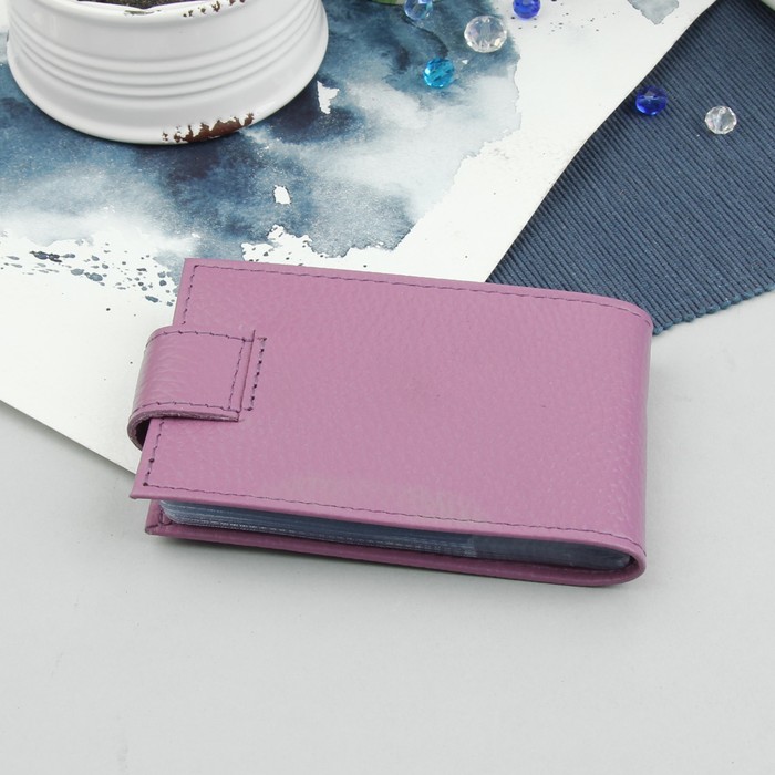 Визитница на кнопке, 1 ряд, флотер, цвет сиреневый