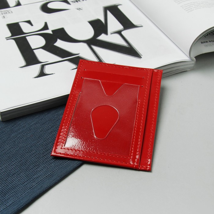 Обложка для автодокументов, 2 кармана для карт, шик, цвет алый