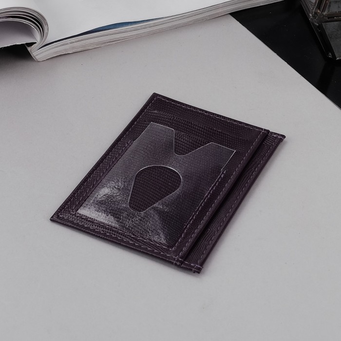 Обложка для автодокументов, 2 кармана для карт, игуана, цвет фиолетовый