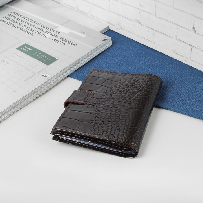 Обложка для автодокументов и паспорта, кайман, цвет коричневый
