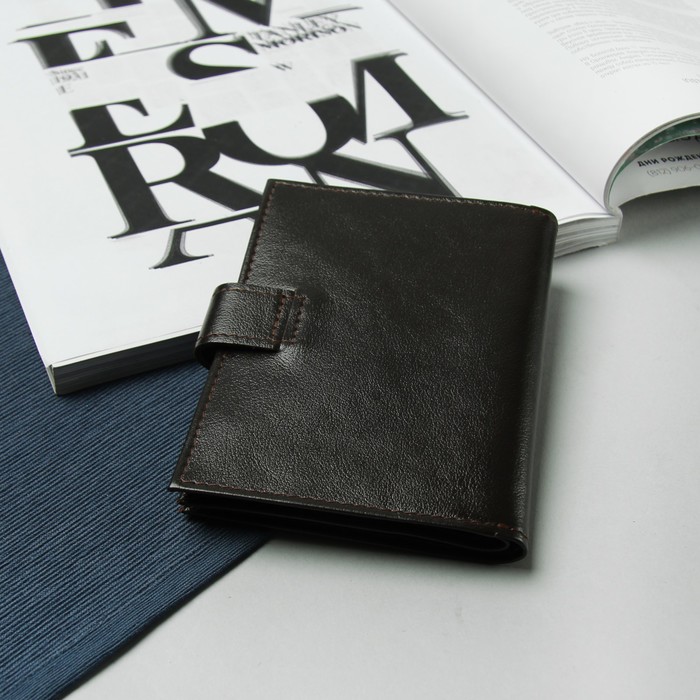 Обложка для автодокументов и паспорта, цвет коричневый матовый