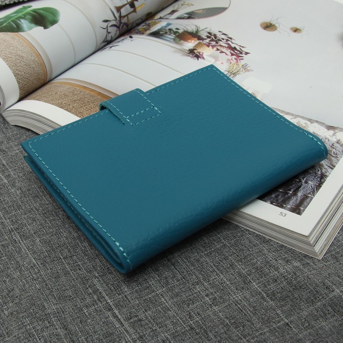 Обложка для автодокументов, отдел для паспорта, цвет морская волна флотер